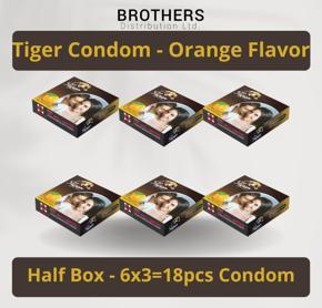 Tiger Condom - Dotted Condoms Orange Flavour - Half Box - 3x6=18pcs