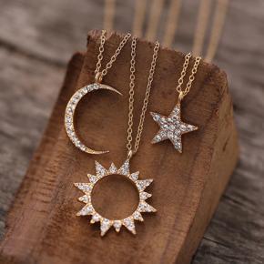 Simple Star & Moon & Sun Pendant Necklace for Women Bohemia Statement Charm Choker Fashion Aesthetic Jewelry