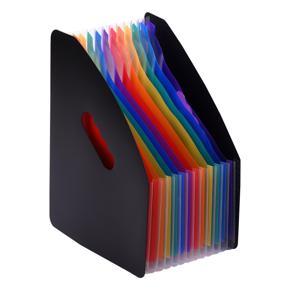 12 Pockets Expanding File Folder Accordian File Organizer A4 Letter Size Document Organizer File Rack Rainbow Color for Home Office School