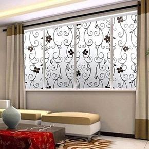 Sweet Removable Frosted Cover Glass Window Black Floral Flower Sticker Film