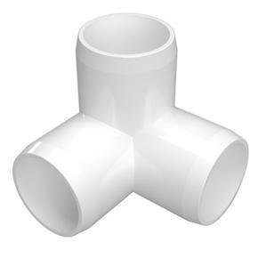 FORMUFIT F1143WE-WH-4 3-Way Elbow PVC Fitting, Furniture Grade, 1-1/4" Size, White, 4-Pack
