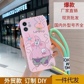 Foreign trade applicable to Samsung A03s mobile phone shell cartoon S22 SpongeBob SquarePants fat star A53 A23 hand rope protective cover