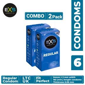 EXS - Regular Condom - Combo of 2 Packs - 3x2=6pcs (Made in UK)