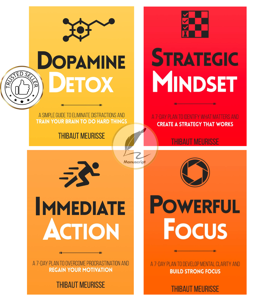 Productivity Series Full Set (4 Book Series) by Thibaut Meurisse (Dopamine Detox, Immediate Action, Powerful Focus, Powerful Focus)