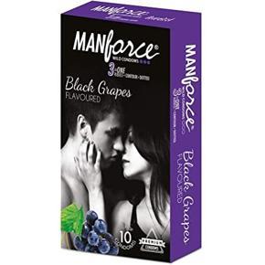 Manforce Black Grapes Dotteds Condoms (3 in 1) - 10Pcs