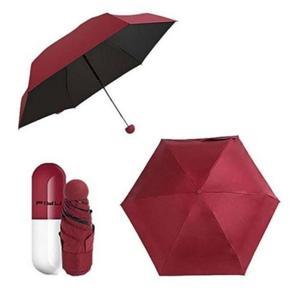 7" Mini Folding Umbrella With Cute Capsule Case