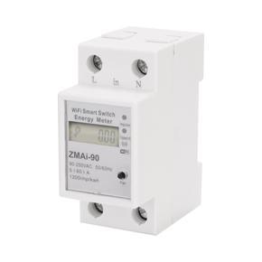 Single Phase Din Rail Wifi Intelligent Energy Meter Power Consumption Kwh Meter Wattmeter Support Smartlife/Tuya App Works With Alexa And Google Home