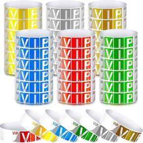 ARELENE 600 Pack VIP Paper Bracelets VIP Wristbands Waterproof VIP Wristbands Neon Colored Wristbands Variety for Events Party