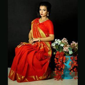 Red Cotton Stylish Saree for Women
