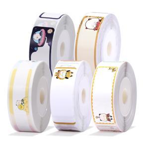 Niimbot 5 Rolls Label Paper Thermal Printing Paper Name Price Size Barcode Sticker Waterproof Tear Resistant Compatible with D11 Label Printer for Home Office Organization sup-ermarket Store Catering