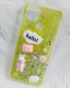 Realme C21 / Realme C21Y / Realme C25 / Realme C25s / Realme C25Y / Realme Narzo 20 / Realme Narzo 30A - Hello Kitty Chocolate Luxury Clear Crystal Glitter Bling Sequins Silicone Back Case Cover