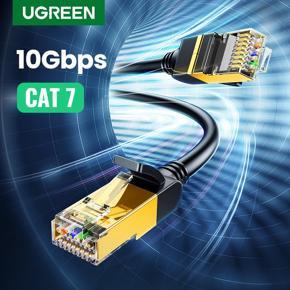 UGREEN Ethernet Cable, Cat7 10 Gigabit LAN Network RJ45 High Speed Patch Cord Flat Design 10Gbps for 600Mhz/s Molded for Switch, Rou-ter, Patch Panel, PC