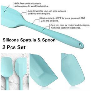 Silicone Spatula 2-Piece Set, Ergonomic Handle High Heat-Resistant Spatulas, Non-Stick Rubber Spatulas with Stainless Steel Core, Random Colors