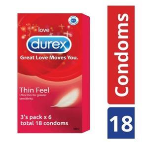 Durex  Thin feel Condom 6 Pack Combo Total =18 Pcs