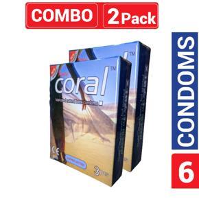Coral - Super Dotted Lubricated Natural Latex Condom - Combo Pack - 2 Packs - 3x2=6pcs