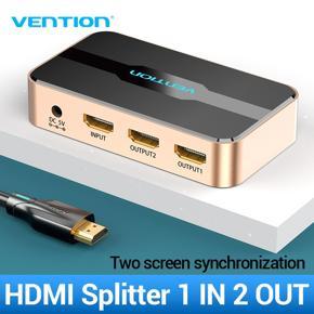 Vention HDMI Splitter 1x2 4k 3D Splitter HDMI Switch Adapter 1 In 2 Out spliter With Power Supply Metal Type For Xbox Amplifier HDCP hdmi switcher