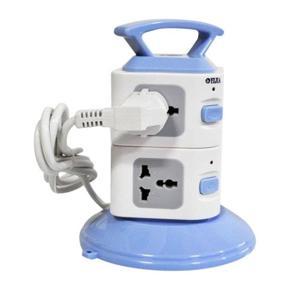 Portable Two Layer Vertical Socket - White and Sky Blue