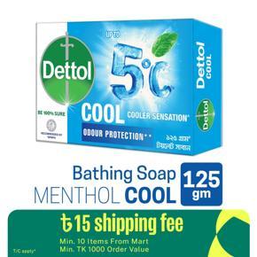 Dettol Soap Cool 125gm Bathing Bar, Soap with Crispy Menthol