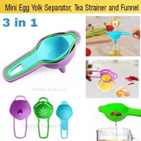 3 in 1 EGG SEPARATOR, TEA STRAINER AND FUNNEL IN 1 MULTIFUNCTIONAL KITCHEN SET