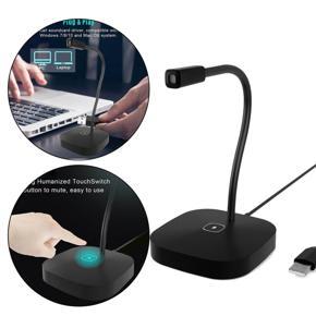 USB Desktop Computer Microphone Plug & Play for Gaming Dictation Black