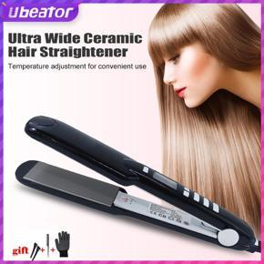 Ubeator -4.3CM Panel LCD Screen Display Hair Straightener Flat Iron Hair Curler Wave Straightening Iron Salon Tool-619-Black