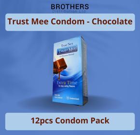 Trust Mee - Premium Dotted Chocolate Flavor Condoms Extra Time For Long Lasting Pleasure - Single Pack - 12x1=12pcs