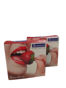 Sensation Strawberry Condom - (2x3)-6pcs Condom