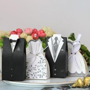 Loveshopping* 20pcs/lot Bride and Groom Dresses Wedding Candy Box Gift Bags DIY Wedding Decor