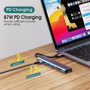 XHHDQES USB C Hub, 7-in-1 USB C USB to HDMI-Compatible Adapter, 3 USB 3.0 Ports, SD / Micro-SD Card Reader for Type-C