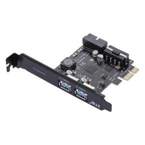 STW PCI-E to USB 3.0 2-Port PCI Express Card Mini PCI-E USB 3.0 Hub Controller Adapter with Internal USB 3.0 19-Pin Connector and 5V 4 Pin Male Power Dual Port Connector