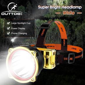 Outtobe Headlamp Super Bright Headlights LED Headlamps IPX4 Waterproof F lashlight Work Light USB Rechargeable Emergency Light Head-mounted Lamp with Emergency Phone Charging and Power Display for Out