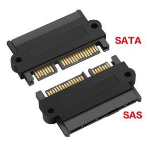 2pcs SFF 8482 SAS to SATA 180 Degrees Straight Head Adapter Converter 22 Pin - Black