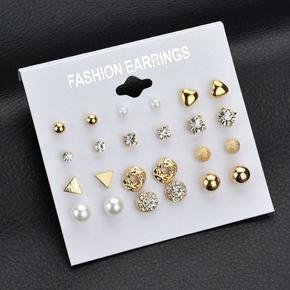 New Trendy 12 Pairs = 24 Pcs Pearl Stud Earrings Set for Girls Simple Stylish - Earrings Set for Women Simple Dress Women's Clothing Salwar Watch for Girls Ladies Female Gift for Her Birthday Gift for