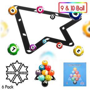 6Pcs 9 And 10 Ball Magic Rack Billiard Pool Cue Accessory Black -