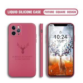 Hontinga for iPhone 11 Pro Max Case Soft Silicone Square ELK Deer Reindeer Phone Cases Full Cover Camera Shockproof Protection Rubber Case