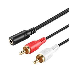 2 RCA to Aux Female (3.5 mm Stereo) Cable 1.5 Meters for Audio Mixers, DVD Player, Speakers, 2.1