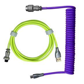 Game Keyboard Cable-1 x USB Cable 1 x Type C Cable-Purple & Green
