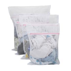 Large Net Washing Bag, Set of 4 Durable rse Mesh Laundry Bag with Zip Closure for Clots, Delicates
