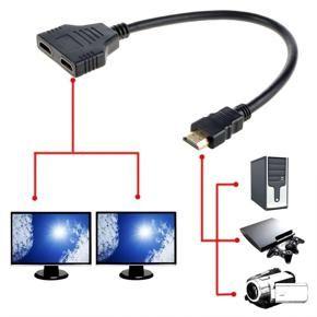 HDMI splitter 1 in 2 Out HDMI Male to Dual HDMI 1 in 2 out Y Splitter Converter for HDTV Xbox Blue-Ray DVD Players PS3 HDMI Y Splitter Cable Support Two TV or Monitor Multi Monitor Adapter for HDMI LE