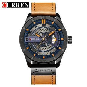 CURREN 8301 Men's Calendar Waterproof Large Dial Fashion Casual Leather Strap Luminous Hands Quartz Watch