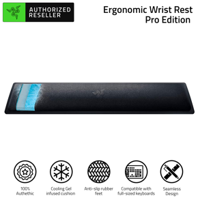 RAZER Ergonomic Wrist Rest Pro for Full Sized Keyboards Ergonomic Cooling Gel-Infused Keyboard Wrist Rest