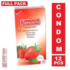 Sensinity - Strawberry Flavored Condom - Single Pack - 12x1=12pcs