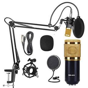 Professional Condenser Microphone BM 800 with Adjustable Mic Suspension Scissor Arm Shock Mount Clamp and Double-layer Pop Filter etc for Studio Setup Computer, PC, Laptop, Mobile Phone