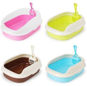 pet portable cat litter  tray toilet bedpan large middle size cat excrement training sand litter box with scoop for pets kitty