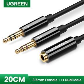 UGREEN 3.5mm Female to 2 Male Splitter Headphone Mic Audio Y Splitter Cable Headset to PC Adapter for Computer