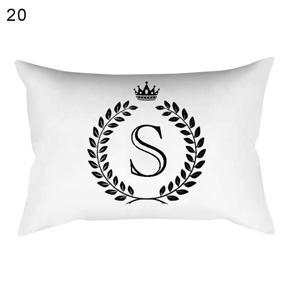 Fashion Crown Alphabet Print Rectangular Pillowcase Home Decor Cushion Cover