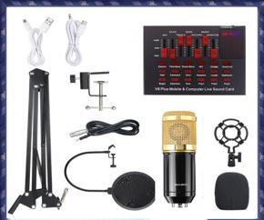 BM 800 Condenser Microphone Kit  & V8 plus Sound card For Radio Broadcasting Singing KTV Karaoke Mic