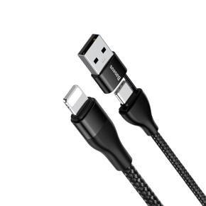 Baseus 2-in-1 Dual USB A + USB C to iPhone 18W Cable