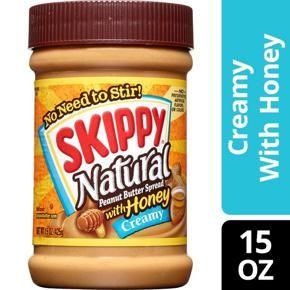 Skippy Natural Creamy Peanut Butter Spread With Honey, 15 Oz