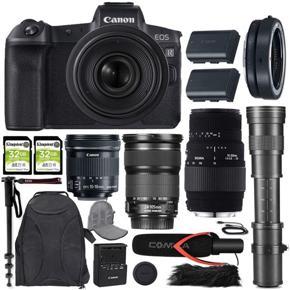 Canon EOS R Mirrorless Camera w/ 4 Lens Kit (24-105mm f/3.5-5.6 STM + 10-18mm f/4.5-5.6 STM + 70-300mm f/4-5.6 DG Macro + 420-800mm Zoom) + Premium Accessory Bundle